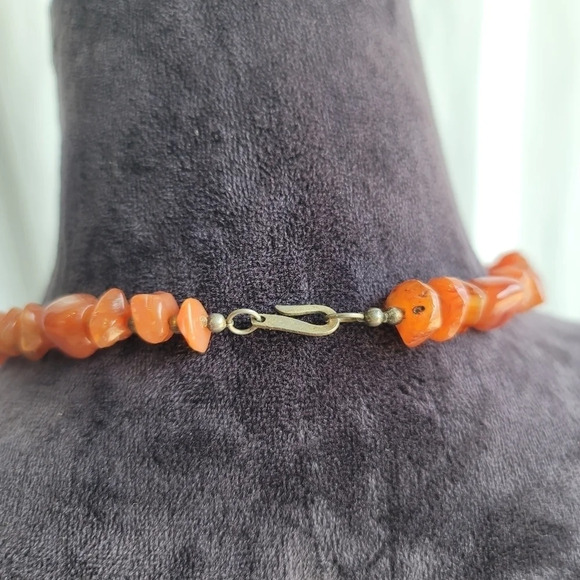 Vintage Women's Gorgeous Orange Stone Gold Layered Bead Necklace 25" - Picture 5 of 10